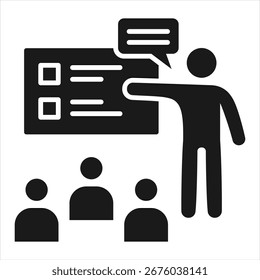 Ilustración vectorial de icono de glifo de formación de empleados