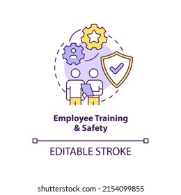 Employee training and safety concept icon. Total productive maintenance abstract idea thin line illustration. Isolated outline drawing. Editable stroke. Arial, Myriad Pro-Bold fonts used