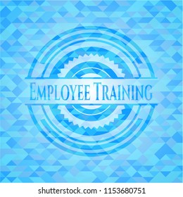 Employee Training sky blue emblem with mosaic background