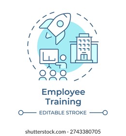 Employee training soft blue concept icon. Professional development, organizational growth. Round shape line illustration. Abstract idea. Graphic design. Easy to use in presentation, blog post