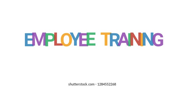 Employee training word concept. Colorful "Employee training" on white background. Use for cover, banner, blog.