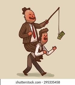 Employee trying to get money, vector