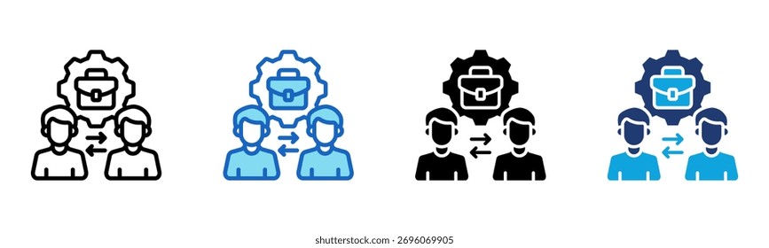 Icono de rotación de empleados Ilustración vectorial de estilo múltiple
