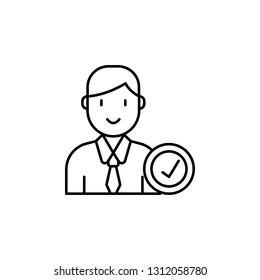 employee, user, check icon. Element of Human resources for mobile concept and web apps illustration. Thin line icon for website design and development, app development