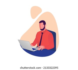 Employee Using Laptop Flat design illustration