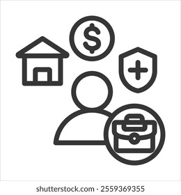 Employee Value Outline Icon Vector Illustration