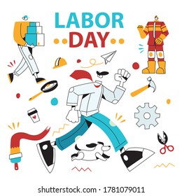 Plano vectorial de los empleados para el día laboral