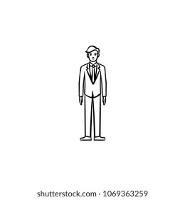 Employee vector hand drawn outline doodle icon. Businessman sketch illustration for print, web, mobile and infographics isolated on white background.