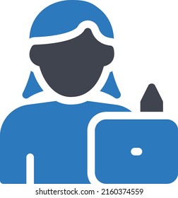 ilustración vectorial de empleado en un fondo transparente. Símbolos de calidad superior. Iconos vectoriales de glifos para diseño de conceptos y gráficos.