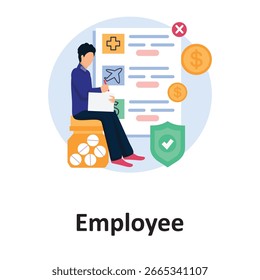 Employee Vector Illustration which can easily edit or modify

