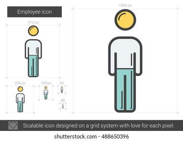 Employee vector line icon isolated on white background. Employee line icon for infographic, website or app. Scalable icon designed on a grid system.