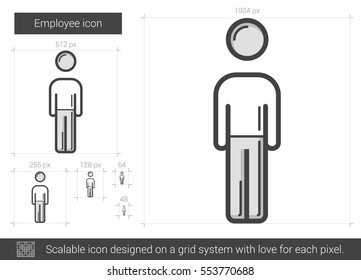 Icono de línea vectorial de empleado aislado en fondo blanco. Icono de línea de empleado para infografía, sitio web o aplicación. Icono escalable diseñado en un sistema de cuadrícula.
