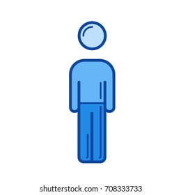 Employee vector line icon isolated on white background. Employee line icon for infographic, website or app. Blue icon designed on a grid system.