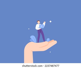 employee welfare. worker insurance. protection from boss to the subordinates. support and care for employees. giving motivation to improve work performance for employees. illustration concept design. 