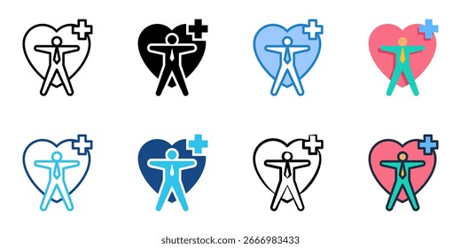 Employee Wellness icon set multiple style collection 
