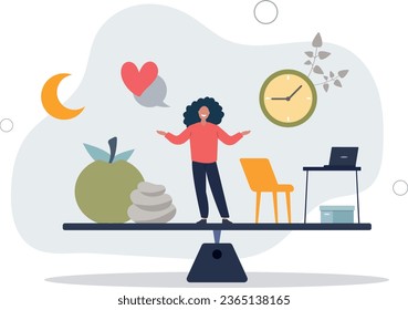 Employee wellness programs with workspace health benefits.Job and relaxation balance with company provided leisure services .flat vector illustration