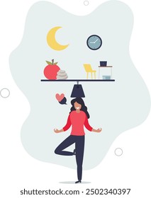 Employee wellness programs with workspace health benefits.Job and relaxation balance with company provided leisure services .flat design with people.