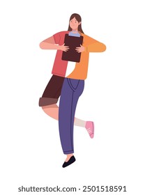 employee woman in hybrid work isolated