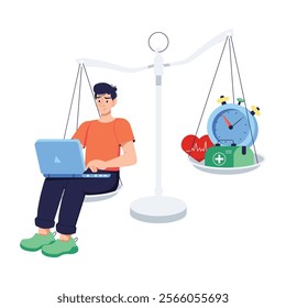 Employee work life balance, flat illustration 