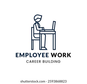 Employee Work line Icon Set . Career Building . Vector Illustration