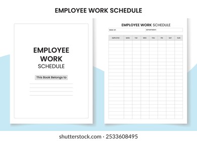 Employee Work Schedule Log Book design template, interior design with black and white paper