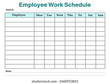 Employee Work Schedule and Organizer, Weekly Staff Shifts, Fully Editable Scheduling, Printable Custom Template, Personalized Time Sheet