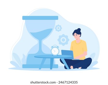 Employee work time management trending concept flat illustration