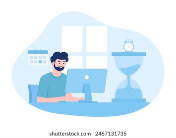 Employee work time management trending concept flat illustration