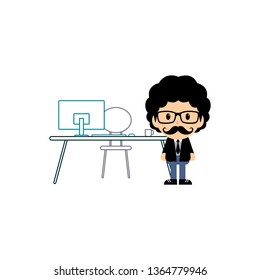 employee worker with work desk