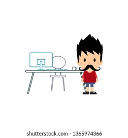 employee worker with work desk