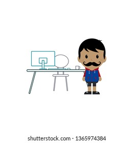 employee worker with work desk