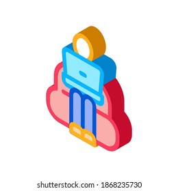 employee working with laptop icon vector. isometric employee working with laptop sign. color isolated symbol illustration