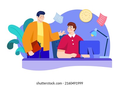 An employee working in the office Illustration concept. Flat illustration isolated on white background