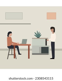 Ein Mitarbeiter, der in Bürovektordesign arbeitet 

