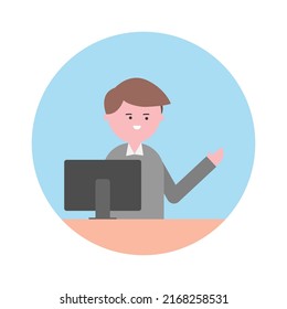 empleado de recepción. información del cajero. ilustración vectorial