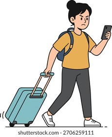 Empleado que trabaja por teléfono mientras viaja