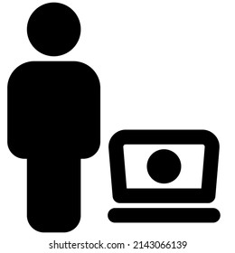 employee working online on a laptop computer