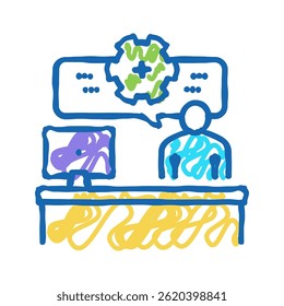 Mitarbeiter Arbeitsprozess doodle Symbol Skizze Vektor. Arbeitsvorgangszeichen der Mitarbeiter. einzelne Symbolgrafik