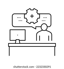 vector de icono de línea de proceso de trabajo de empleado. signo de proceso de trabajo de empleado. símbolo de contorno aislado ilustración negra