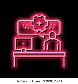 proceso de trabajo de empleado vector de señal de luz de neón. signo de proceso de trabajo de empleado. ilustración de símbolo aislado