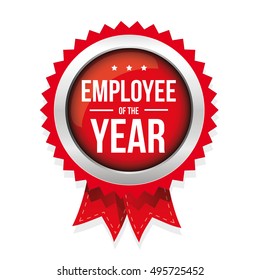 Employee of the year badge with ribbon