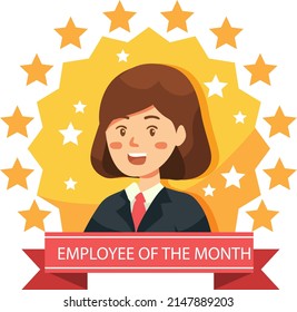 Employeer of the month concept. Best worker year reward. Top employee medal award. Business contest symbol. Prize congratulation Corporate loyalty Office winner cup Job achievement Vector illustration