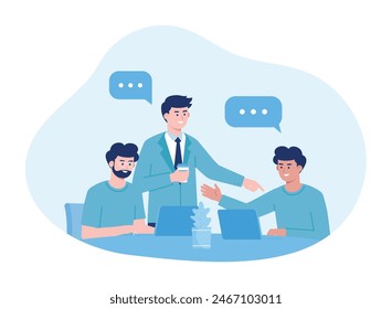 employees chatting about work trending concept flat illustration