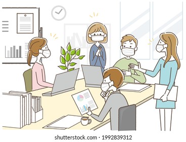 
Employees discussing in the office