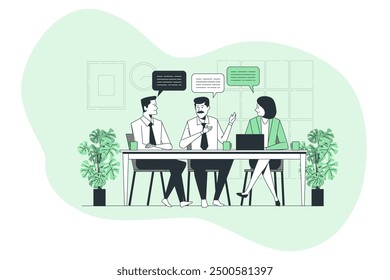 Employees are discussing various concepts to take their company to a high level and they are very anxious about this task.