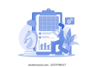 Employees Doing Strategy Planning Illustration concept on white background