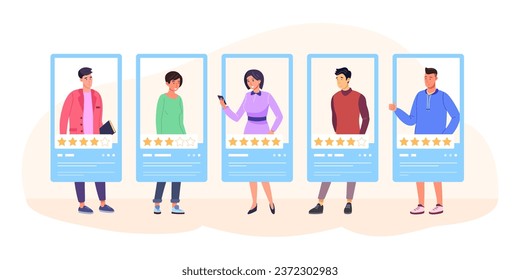 Employees feedback. Recruiting candidates concept, work survey hire digital service, best client excellence job applicant research, customers opinion hr empathy vector illustration of feedback account