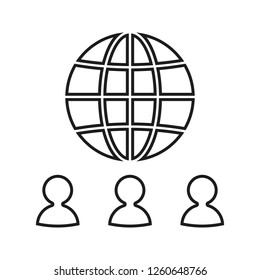 employees and the globe icon. Element of HR & Heat hunting for mobile concept and web apps icon. Thin line icon for website design and development, app development