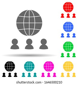 employees and the globe multi color style icon. Simple glyph, flat vector of hr and heat hunting icons for ui and ux, website or mobile application