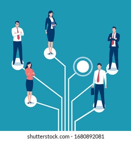 Employees. Group of business persons standing on logic tree. Business concept illustration.